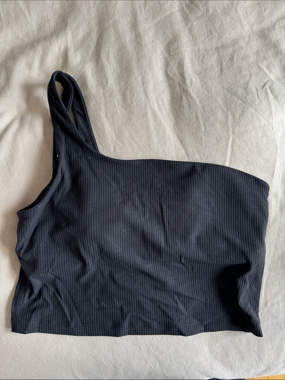 lululemon athletica Black One-Shoulder Ribbed Crop Top